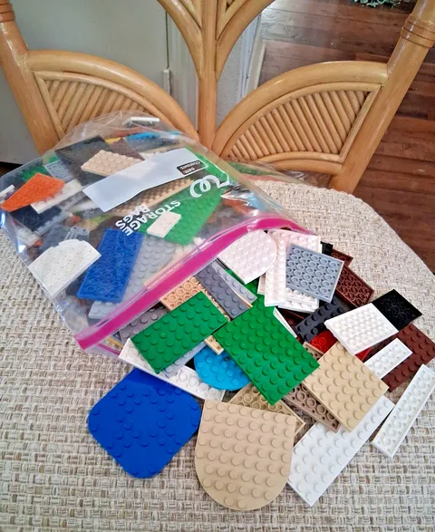 Lot of 1.6 pounds Assorted Lego Base Plates, Mixed Colors/ Shapes/ Sizes
