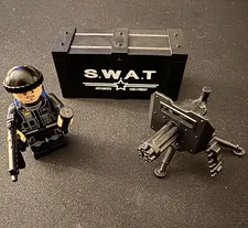 LEGO S.W.A.T Minifigure w/ Equipment Case, Turret & Weapon Accessories