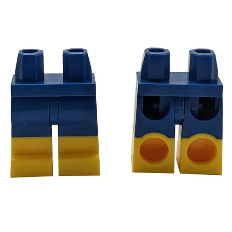 2x LEGO Minifigure Legs Blue with Molded Yellow Boots