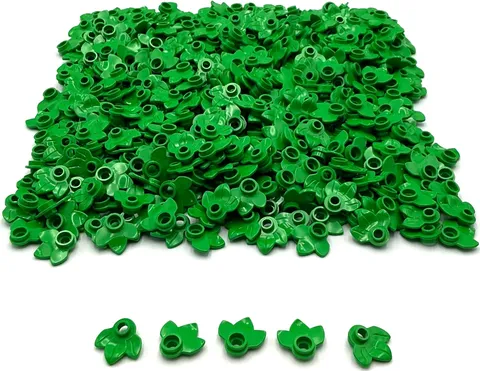 Lego 500 New Bright Green Plant Plates Round 1 x 1 with 3 Layered Leaves Parts