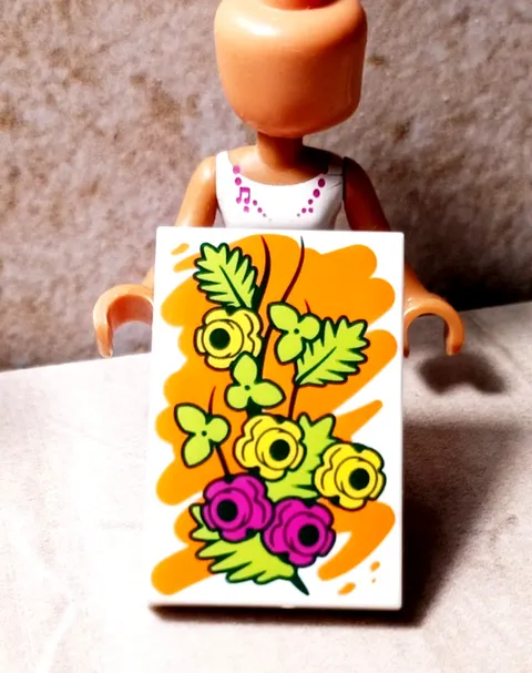 New LEGO BAM Printed Art Classic Flowers Painting Printed 2x3 Colorful Floral