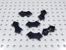 LEGO Lot of 6 Black 2x2 Smooth Curved Cutout Tiles Plates BF