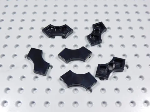 LEGO Lot of 6 Black 2x2 Smooth Curved Cutout Tiles Plates BF