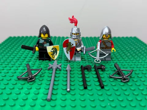 LEGO Castle Minifigure Lot 3 Heroic Knight Series 9 Dragon Lion Weapons Shields