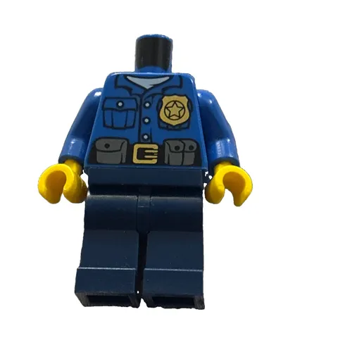 LEGO - Minifig Police Shirt Gold Badge and Buckle, Black Belt w/ Pouches Legs