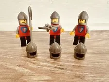 +Lot of 3 LEGO Minifigure Yellow Knight Classic Castle 375 6075 Bow Helmet Axe+
