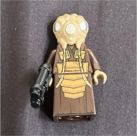 LEGO Plastic Minifigure Tan Head Brown Torso with Blaster Accessory