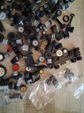 Lego Lot 1 LB. 10 Oz. Assorted Wheels + Tires + Rims for Car Truck Variety Size