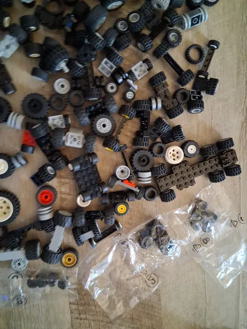 Lego Lot 1 LB. 10 Oz. Assorted Wheels + Tires + Rims for Car Truck Variety Size