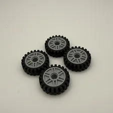 Lego Lot of 4 Lt Bl Gray 18x8 Inner Ring Spokes Wheel 13971 Offset Tire 61254