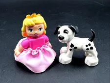 Lot of 2 Lego Mega Bloks Sleeping Beauty Aurora Doll and Dog w/ Black Spot