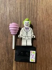 LEGO Minifigures The Joker White Suit Minifigure w/ Mallet, Tile & Stand