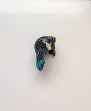 LEGO - Minifig Curled Hair Wavy Dark Black with Blue Tips and Elf Ears