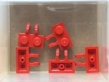 LEGO Parts - Red Hinge Plate 1 x 2 Locking 2 Fingers Side - No 60471 - QTY 5