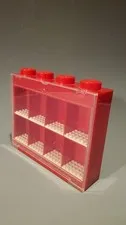 LEGO Red Plastic Storage Box, 8 Compartments, Clear Lid, Wall Mountable