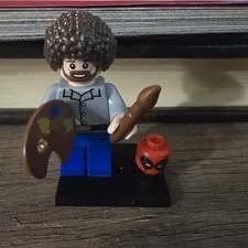 Bob Ross Deadpool minifigure custom pad printed
