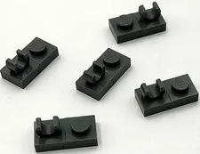 Lego 5 New Dark Bluish Gray Plates Modified 1 x 2 with Open O Clip on Top Parts