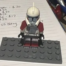 LEGO Star Wars Clone Arc Trooper Minifigure White Armor Dark Red Arms w/ Helmet