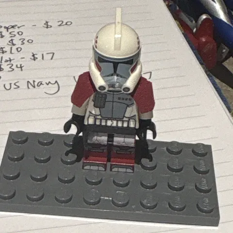 LEGO Star Wars Clone Arc Trooper Minifigure White Armor Dark Red Arms w/ Helmet