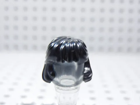 LEGO Female Girl Black Hair Minifig Mid-Length Hair Behind Ear AC