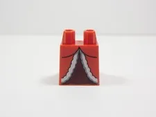 LEGO Red Printed Dress Skirt Fur Trim Dark Red Folds Minifig I2