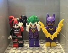 Lego Batman Minifigures Joker, Batgirl, and Harley Quinn