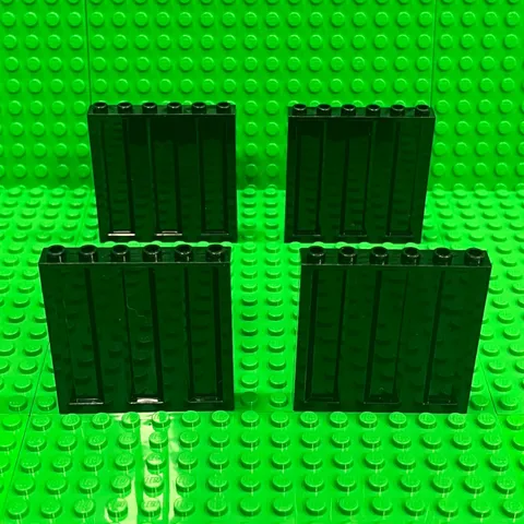 Lego Panel Corrugated Profile 1 x 6 x 5  - Black 4 Pack  (23405)