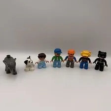 Lego Duplo Figure Lot 7pc Elephant Dalmatian Construction Catwoman Figures