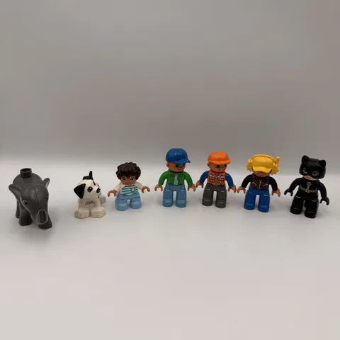 Lego Duplo Figure Lot 7pc Elephant Dalmatian Construction Catwoman Figures