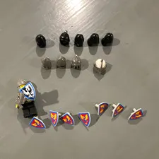 LEGO Minifigure Lot with Helmets and Printed Shields/Flags Accessories