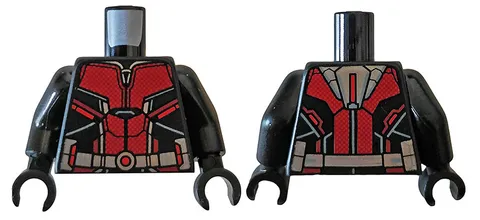 LEGO Black Torso Ant-Man Dark Red Body Suit with Silver Trim Pattern / Black Arm