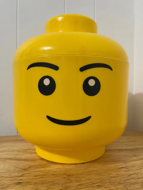 Lego Yellow Head Face Storage Bucket Container 2010
