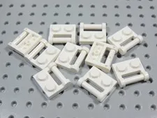 LEGO Lot of 10 White 1x2 Modified Plates w/ Closed Handle on Side BT