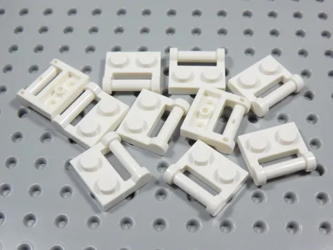 LEGO Lot of 10 White 1x2 Modified Plates w/ Closed Handle on Side BT