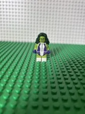 LEGO Green Female Minifigure Dark Green Hair White & Purple Outfit