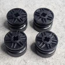 LEGO 55982 Wheel 18mm D x 14mm with Axle Hole Fake Bolts Shallow Spoke Black x4