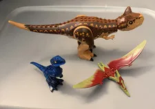 LEGO Jurassic World 3pc Printed Dinosaur Figure Lot Velociraptor Pteranodon
