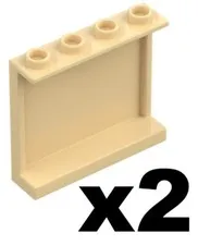 Lego Part 60581 Tan PANELS Wall 1 x 4 x 3 Qty 2 TN4