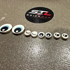 LEGO 4 Pairs of Printed Eye Tiles. Large and Small.