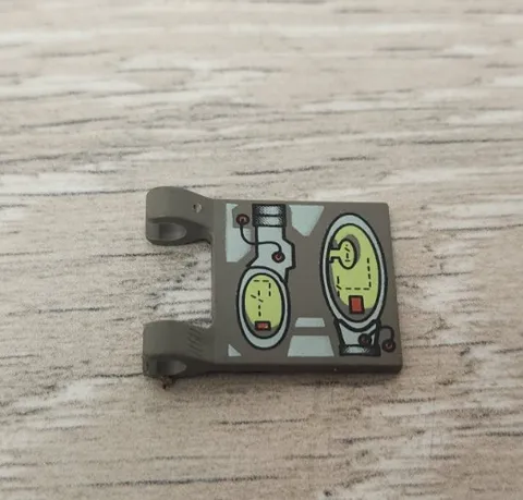 Lego 2335px5 Old Dark Gray Flag 2 x 2 Square with Flat Edge Green Ovals Pattern