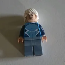 LEGO Minifigure Light Blue Suit/Torso & Legs with White Hair