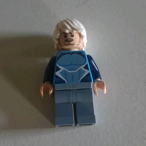LEGO Minifigure Light Blue Suit/Torso & Legs with White Hair