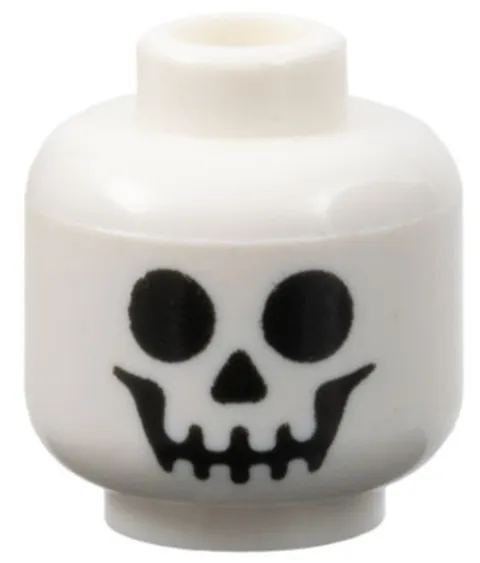 Lego Pirate SKELETON MINIFIG HEAD White Black Standard Skull D819