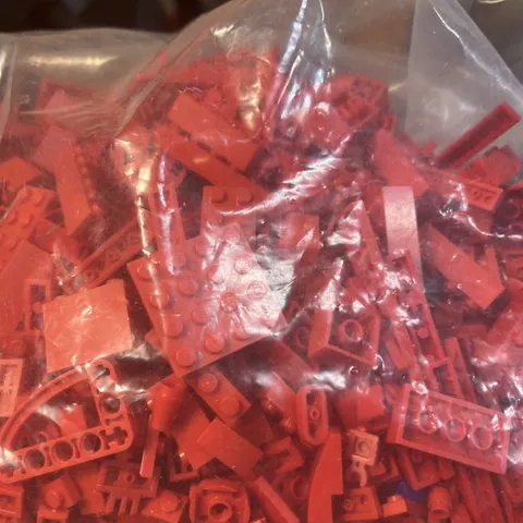 1 and 1/2lb Red LEGO Bricks Plates Slopes EUC Random Bulk Lot Good Mix 1.5 lbs