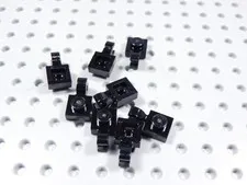 LEGO Lot of 8 Black 1x1 Plates w/ Horizontal Clip on Edge BF