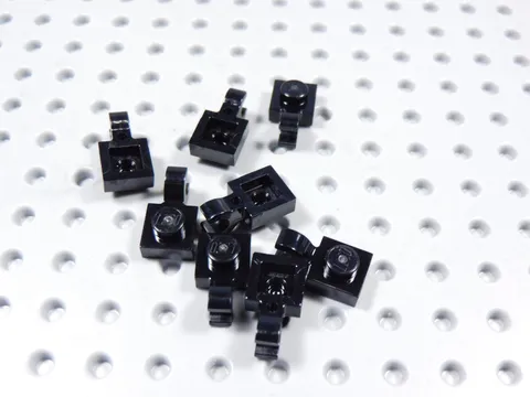 LEGO Lot of 8 Black 1x1 Plates w/ Horizontal Clip on Edge BF