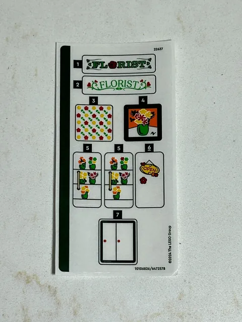 40680 LEGO Flower Store Sticker Sheet