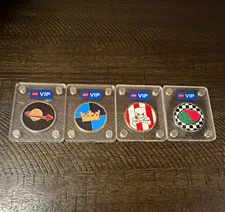LEGO VIP Collectible Coin Lot of 4 Space Castle Pirates Octan w/ Display Cases