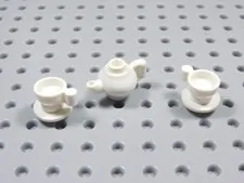 LEGO Lot of 2 White Teapot w/ 2 Teacups & Saucers Accessory Minifig BO