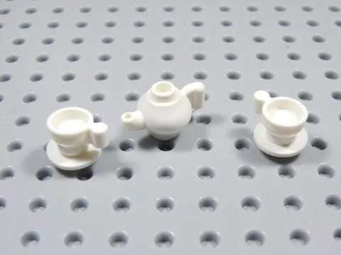 LEGO Lot of 2 White Teapot w/ 2 Teacups & Saucers Accessory Minifig BO
